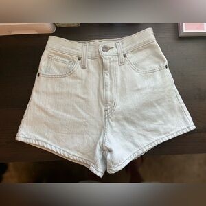 Levi's High Waist White Striped Shorts